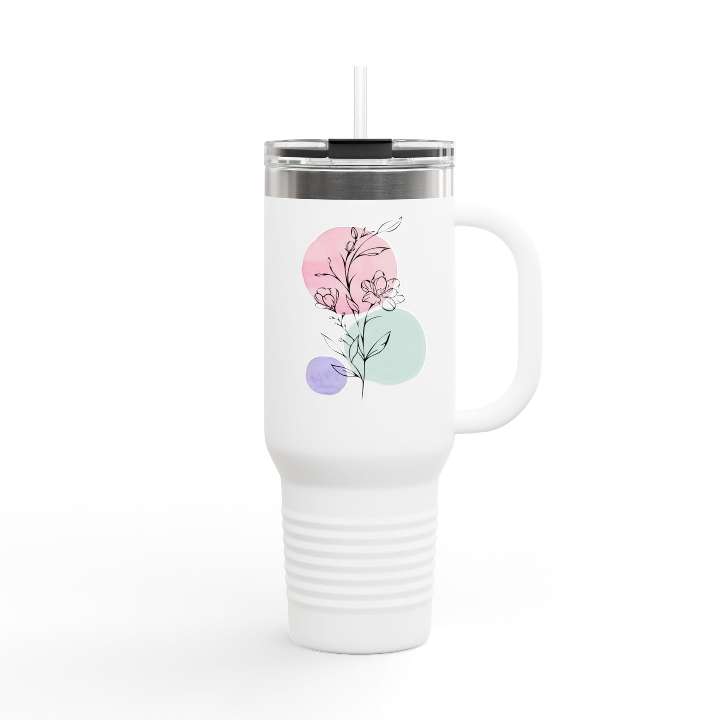 Floral Pastel 40oz Tumbler - Insulated Travel Mug